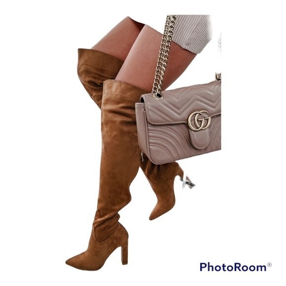 AALIYAH FAUX SUEDE OVER THE KNEE BILLINI BOOTS (BROWN FAUX SUEDE) 6 - Picture 2 of 4